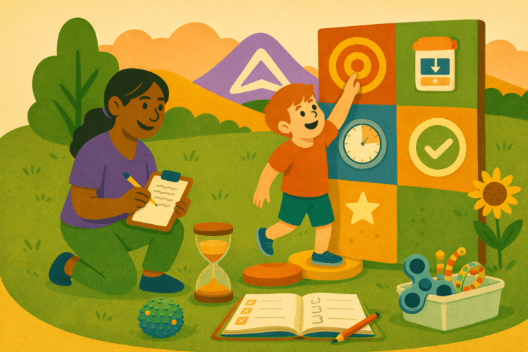 Blog pediatric occupational therapist supporting a child during a therapeutic climbing activity