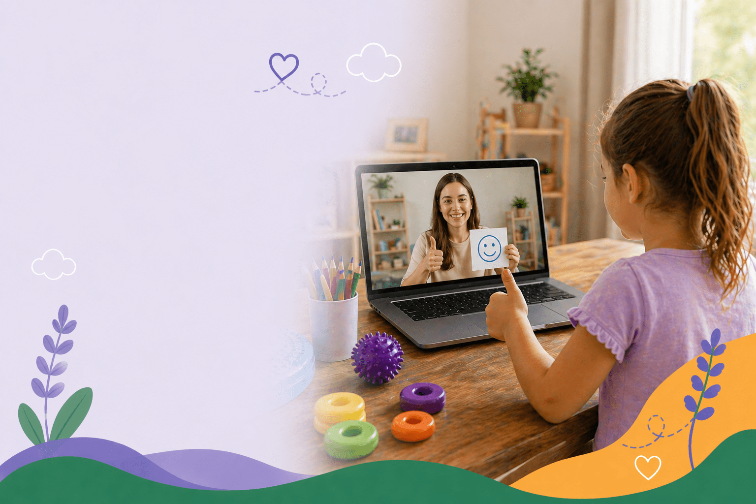 Child doing online occupational therapy via telehealth — Peak Therapy Services California